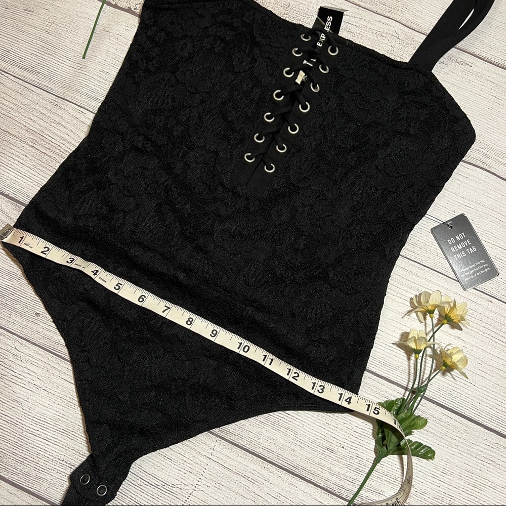 EXPRESS Black Lace-Up Bodysuit - Picture 12 of 15
